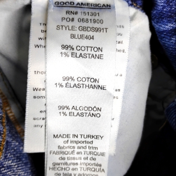 Good American Good Boy Slit Hem Jeans Size 6/28 High Rise Button Fly - Picture 9 of 10